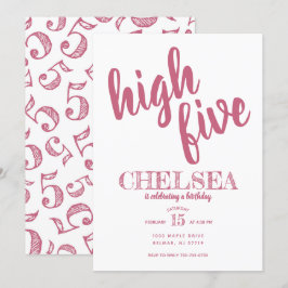 High Five Birthday uitnodiging Roze