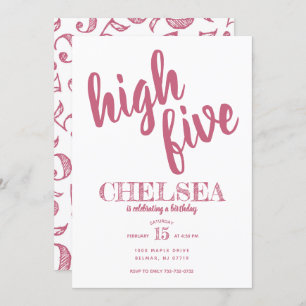 High Five Birthday uitnodiging Roze