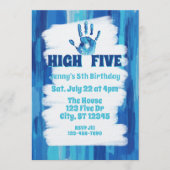 High Five, Blauw Geschilderde 5e Verjaardag Kaart (Voorkant)