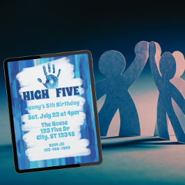 High Five, Blauw Geschilderde 5e Verjaardag Kaart