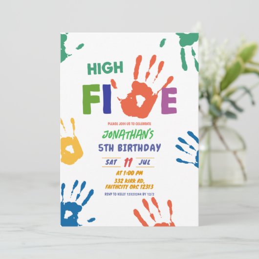 High Five Boy Verjaardag Kaart (Staand voorkant)