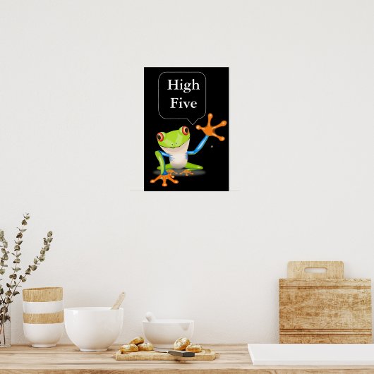 High Five Comical Frog Humoureus Poster (Keuken)