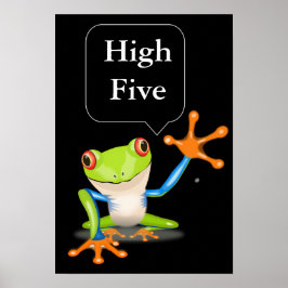 High Five Comical Frog Humoureus Poster