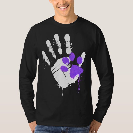 High Five Hand Print With Purple Paw Print On Purr T-shirt (Voorkant)