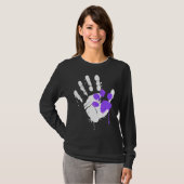 High Five Hand Print With Purple Paw Print On Purr T-shirt (Voorkant volledig)