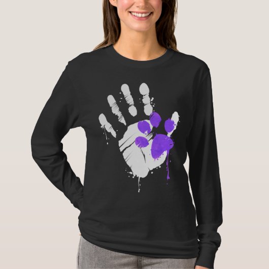 High Five Hand Print With Purple Paw Print On Purr T-shirt (Voorkant)
