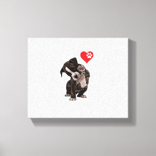 High Five Heart Bulldog Pup I Love Boxer Hondenlie Canvas Afdruk