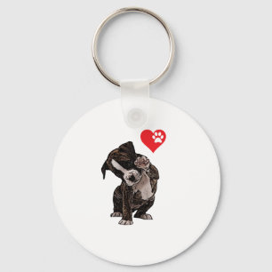 High Five Heart Bulldog Pup I Love Boxer Hondenlie Sleutelhanger