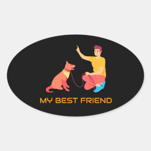 "High-Five met Bestie" Ovale Sticker