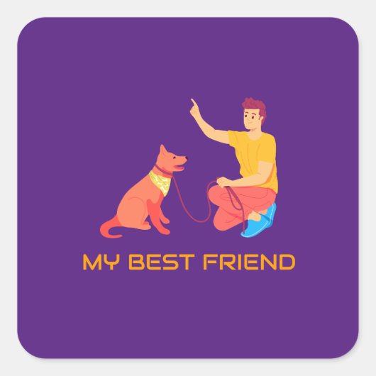 "High-Five met Bestie" Vierkante Sticker (Voorkant)