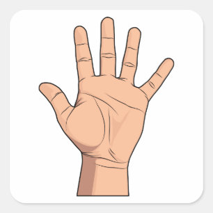 High Five Open Hand Sign Five Fingers Gesture Vierkante Sticker