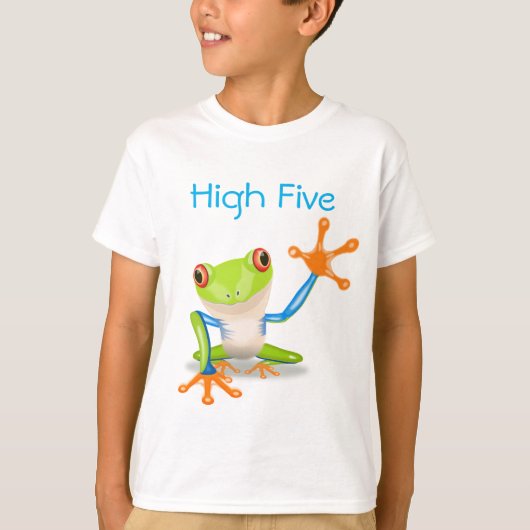 High Five Oranje en Blue Funny Frog Shirt (Voorkant)