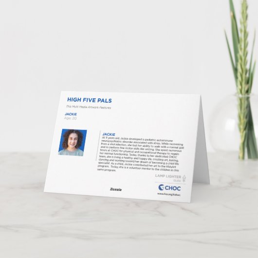 High Five Pals - Kinderkunst voor CHOC Bedankkaart (Achterkant)