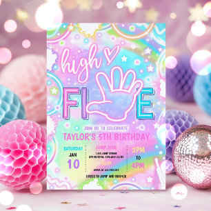 High Five Pastel Neon Glow 5e verjaardagsfeestje Kaart