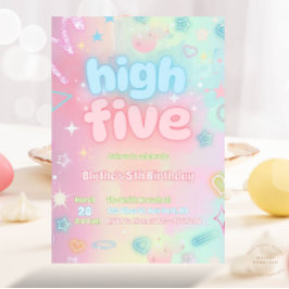 High Five Pastel Neon Glow 5e verjaardagsfeestje Kaart