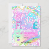 High Five Pastel Neon Glow 5e verjaardagsfeestje Kaart (Voorkant)