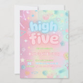 High Five Pastel Neon Glow 5e verjaardagsfeestje Kaart (Voorkant)