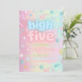 High Five Pastel Neon Glow 5e verjaardagsfeestje Kaart (Staand voorkant)