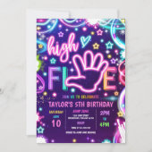 High Five Pastel Neon Glow 5e verjaardagsfeestje Kaart (Voorkant)