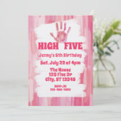 High Five, Roze Geschilderde 5e Verjaardag Kaart (Staand voorkant)
