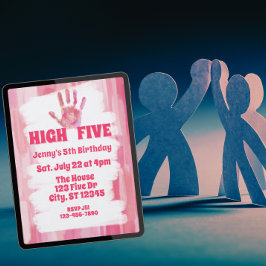High Five, Roze Geschilderde 5e Verjaardag Kaart