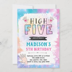 High Five Tie Dye verjaardagsuitnodiging Kaart