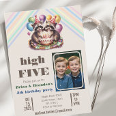 High Five Verjaardagsfeest Tweelingen Mapache them Kaart
