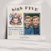 High Five Verjaardagsfeest Tweelingen Mapache them Kaart