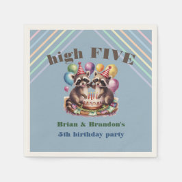 High Five Verjaardagsfeest Tweelingen Mapache them Servet