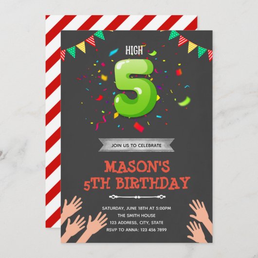 High Five verjaardagsuitnodiging Kaart (Voorkant / Achterkant)