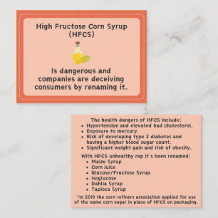 High Fructose Corn Syrup Gevaren Info Kaart