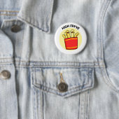 High Fryve Fries Pun Button Pin (In situ)
