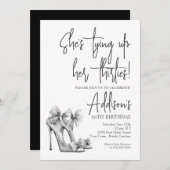 High Heel black bow 30th Birthday Party Invitation Kaart (Voorkant / Achterkant)