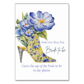 High-Heel "Hoe oud was de bruid-to-be" spel Kaart (Voorkant)