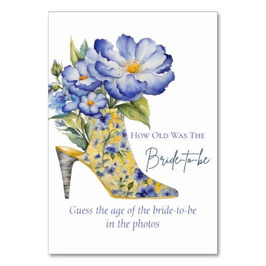 High-Heel "Hoe oud was de bruid-to-be" spel Kaart (Voorkant)