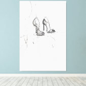 High Heel Mode Sketch - Premium Canvas Afdruk (Insitu (Houten vloer))