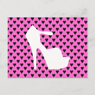 HIGH HEEL - PUMP IT UP SASSY PINK HEARTS BRIEFKAART