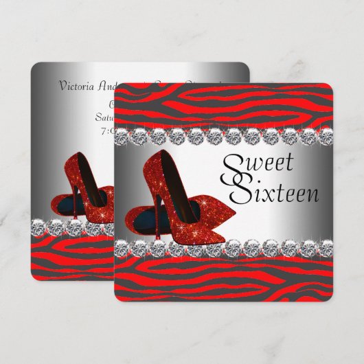 High Heel Schoen Rode Zebra Verjaardagsfeest Kaart (Voorkant / Achterkant)