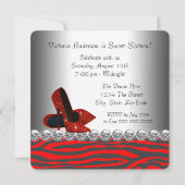 High Heel Schoen Rode Zebra Verjaardagsfeest Kaart (Achterkant)