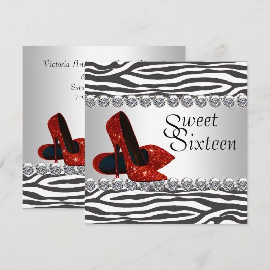 High Heel Schoen Rode Zebra Verjaardagsfeest Kaart (Voorkant / Achterkant)
