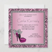 High Heel Schoenen Hot Pink Black Verjaardagsfeest Kaart (Achterkant)