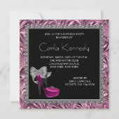 High Heel Schoenen Hot Pink Black Verjaardagsfeest Kaart (Achterkant)