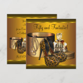 High Heel Schoenen Vrouwen Goud Luipaard 50e Verja Kaart (Voorkant / Achterkant)
