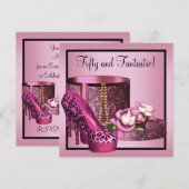 High Heel Schoenen Vrouwen Roze Luipaard 50ste Ver Kaart (Voorkant / Achterkant)