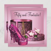 High Heel Schoenen Vrouwen Roze Luipaard 50ste Ver Kaart (Voorkant / Achterkant)