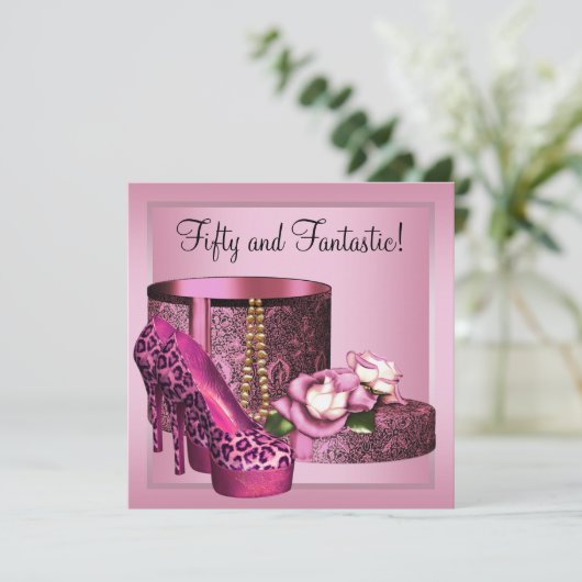 High Heel Schoenen Vrouwen Roze Luipaard 50ste Ver Kaart (Staand voorkant)