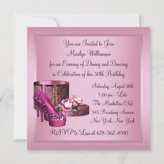 High Heel Schoenen Vrouwen Roze Luipaard 50ste Ver Kaart (Achterkant)