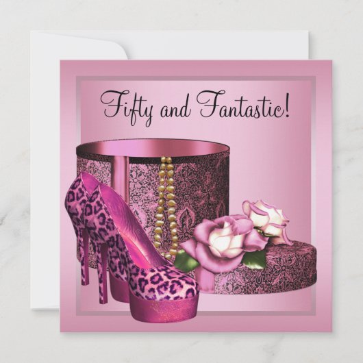 High Heel Schoenen Vrouwen Roze Luipaard 50ste Ver Kaart (Voorkant)
