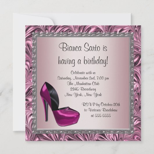 High Heel Schoenen Vrouwen Roze Zwart 50ste Verjaa Kaart (Achterkant)