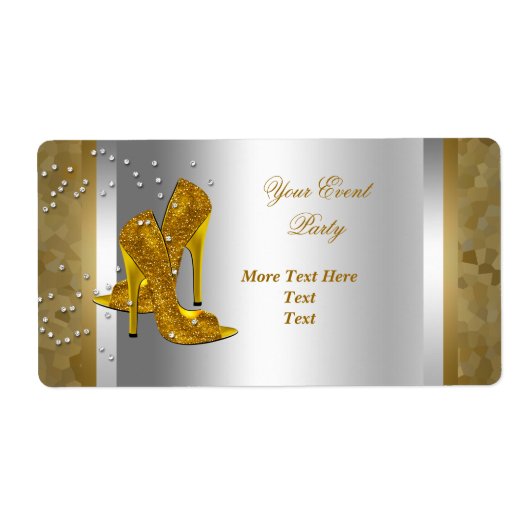 High Heel Schoenen Zilver Goud Event Etiket (Voorkant)